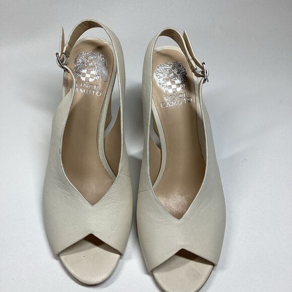 Vince camuto  Ivory Cream drenal peep toe‎ sling back sandal size 9.5 - Picture 1 of 10